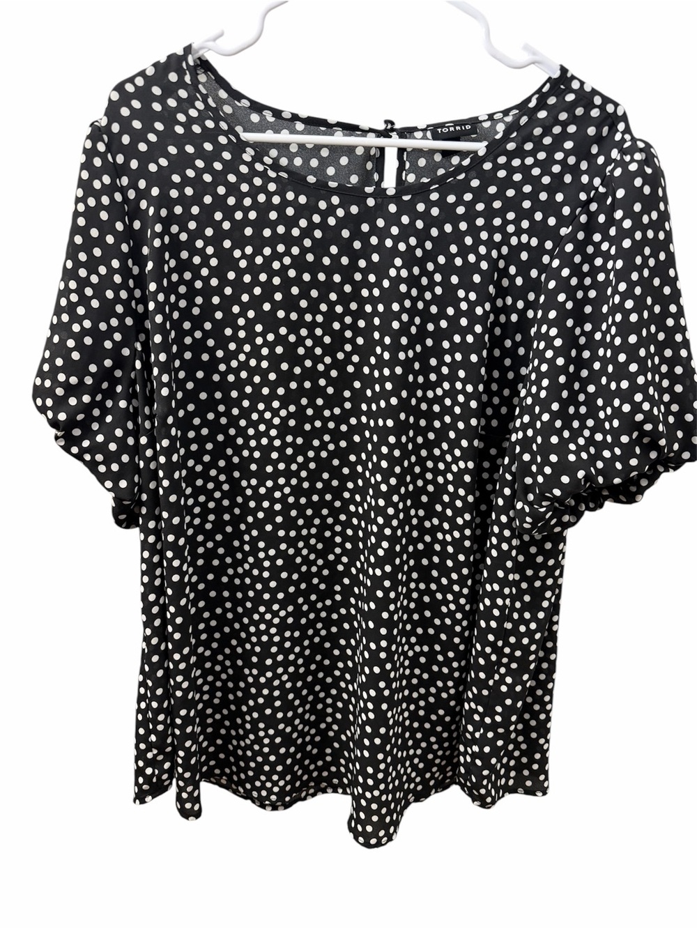 torrid Black and White Polka Dot Puff Sleeve Blouse